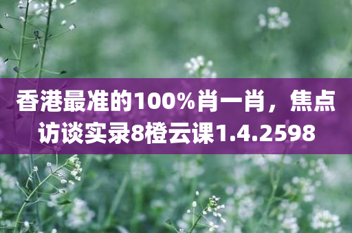 香港最准的100%肖一肖，焦点访谈实录8橙云课1.4.2598