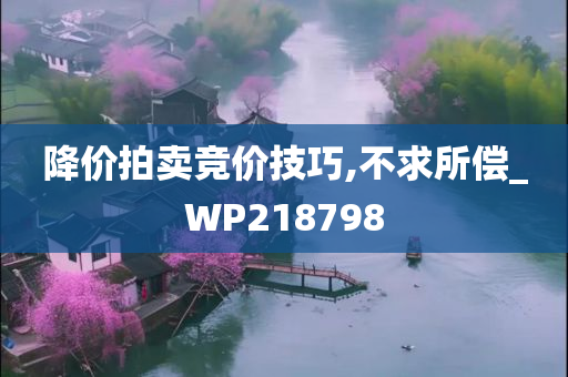 降价拍卖竞价技巧,不求所偿_WP218798