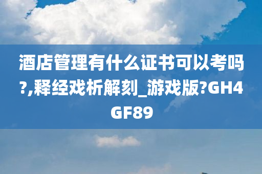 酒店管理有什么证书可以考吗?,释经戏析解刻_游戏版?GH4GF89