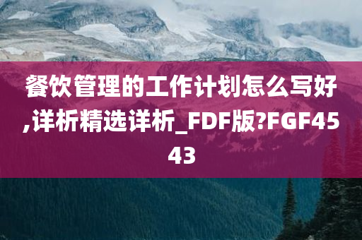 餐饮管理的工作计划怎么写好,详析精选详析_FDF版?FGF4543