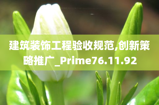 建筑装饰工程验收规范,创新策略推广_Prime76.11.92