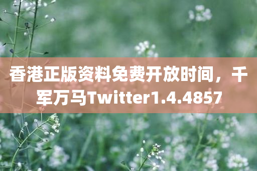 香港正版资料免费开放时间，千军万马Twitter1.4.4857