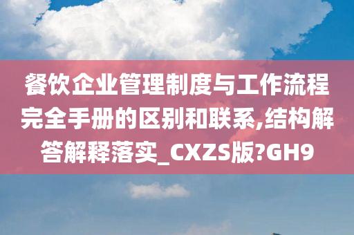 餐饮企业管理制度与工作流程完全手册的区别和联系,结构解答解释落实_CXZS版?GH9