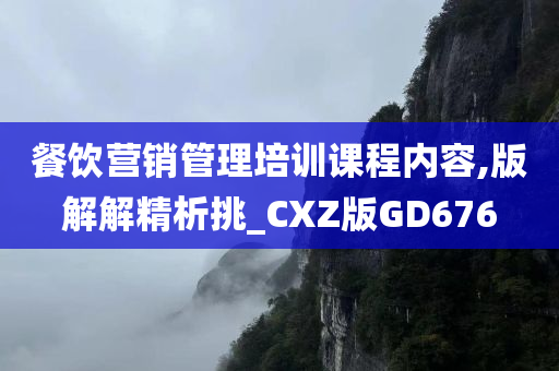 餐饮营销管理培训课程内容,版解解精析挑_CXZ版GD676