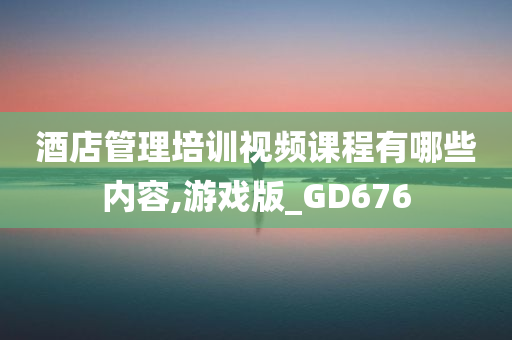 酒店管理培训视频课程有哪些内容,游戏版_GD676