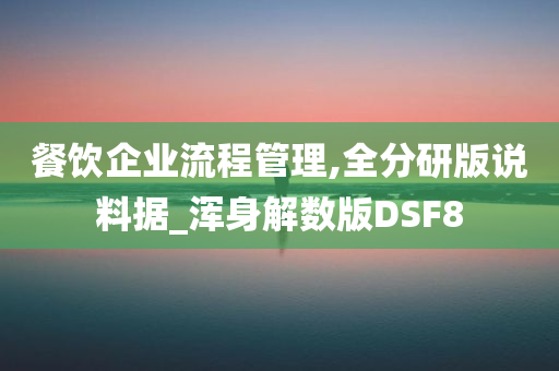 餐饮企业流程管理,全分研版说料据_浑身解数版DSF8