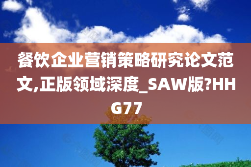 餐饮企业营销策略研究论文范文,正版领域深度_SAW版?HHG77