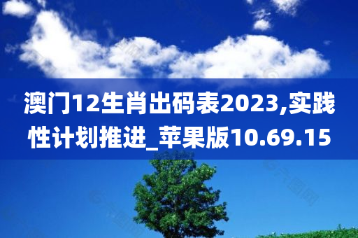 澳门12生肖出码表2023,实践性计划推进_苹果版10.69.15