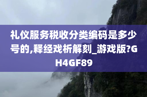 礼仪服务税收分类编码是多少号的,释经戏析解刻_游戏版?GH4GF89