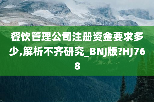 餐饮管理公司注册资金要求多少,解析不齐研究_BNJ版?HJ768