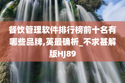 餐饮管理软件排行榜前十名有哪些品牌,英最确析_不求甚解版HJ89