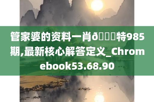 管家婆的资料一肖🀄特985期,最新核心解答定义_Chromebook53.68.90