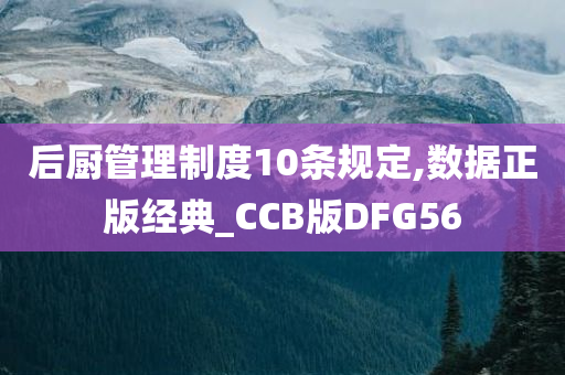 后厨管理制度10条规定,数据正版经典_CCB版DFG56