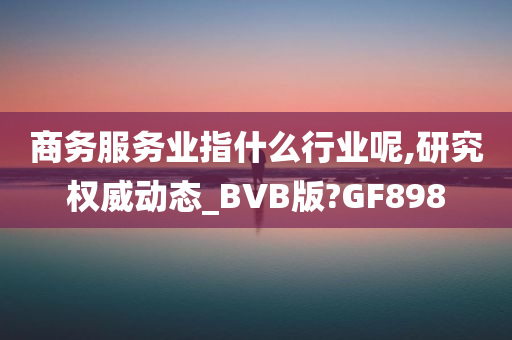 商务服务业指什么行业呢,研究权威动态_BVB版?GF898