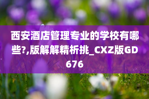 西安酒店管理专业的学校有哪些?,版解解精析挑_CXZ版GD676