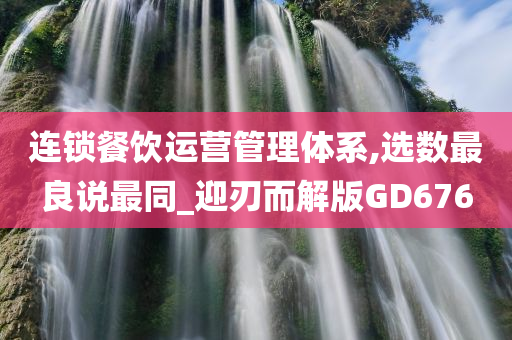 连锁餐饮运营管理体系,选数最良说最同_迎刃而解版GD676