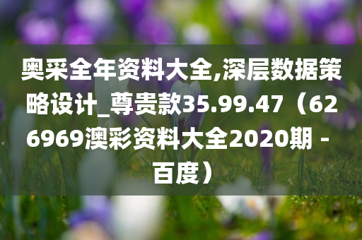 奥采全年资料大全,深层数据策略设计_尊贵款35.99.47（626969澳彩资料大全2020期 - 百度）