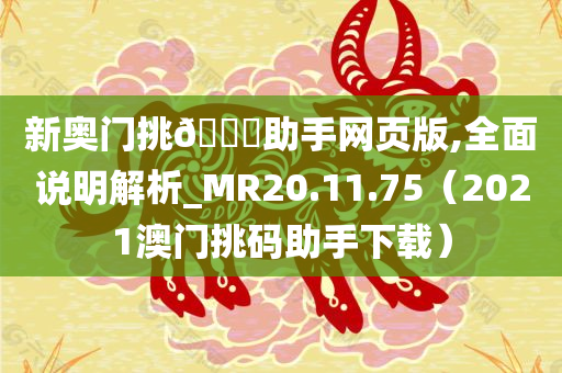 新奥门挑🐎助手网页版,全面说明解析_MR20.11.75（2021澳门挑码助手下载）