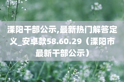 溧阳干部公示,最新热门解答定义_安卓款58.60.29（溧阳市最新干部公示）