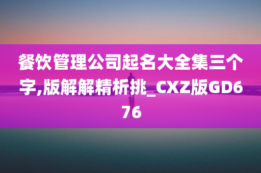 餐饮管理公司起名大全集三个字,版解解精析挑_CXZ版GD676