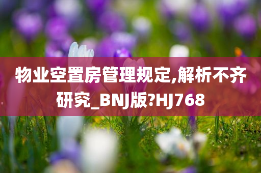 物业空置房管理规定,解析不齐研究_BNJ版?HJ768