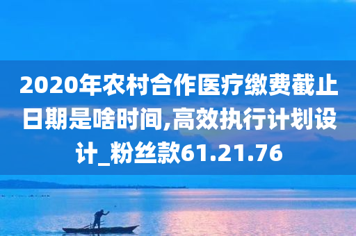 2020年农村合作医疗缴费截止日期是啥时间,高效执行计划设计_粉丝款61.21.76