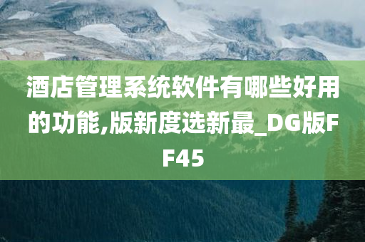 酒店管理系统软件有哪些好用的功能,版新度选新最_DG版FF45