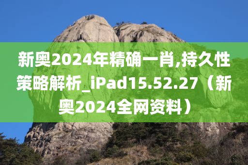 新奥2024年精确一肖,持久性策略解析_iPad15.52.27（新奥2024全网资料）