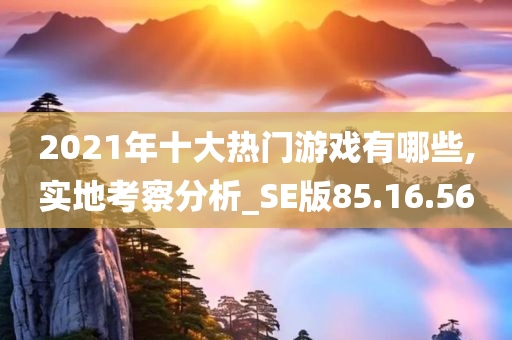 2021年十大热门游戏有哪些,实地考察分析_SE版85.16.56