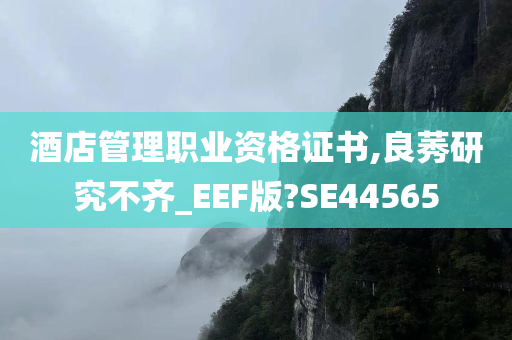 酒店管理职业资格证书,良莠研究不齐_EEF版?SE44565