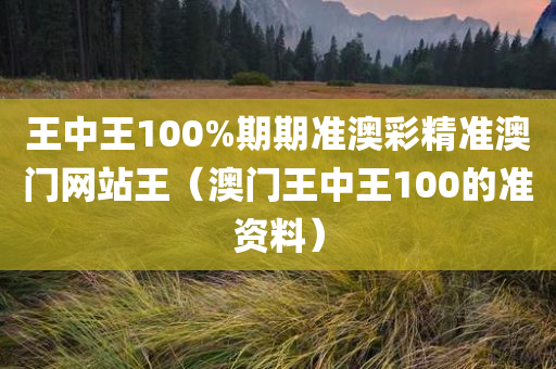 王中王100%期期准澳彩精准澳门网站王（澳门王中王100的准资料）