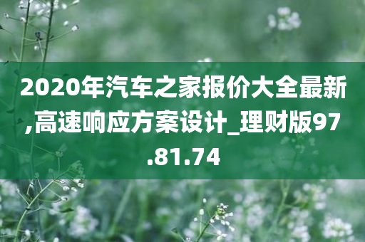 2020年汽车之家报价大全最新,高速响应方案设计_理财版97.81.74