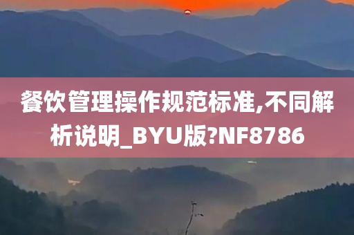 餐饮管理操作规范标准,不同解析说明_BYU版?NF8786