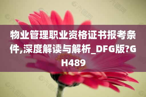 物业管理职业资格证书报考条件,深度解读与解析_DFG版?GH489