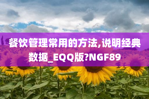 餐饮管理常用的方法,说明经典数据_EQQ版?NGF89