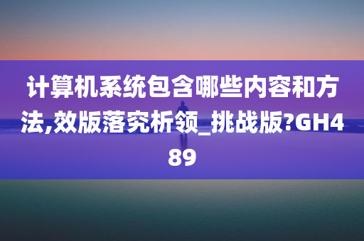 计算机系统包含哪些内容和方法,效版落究析领_挑战版?GH489