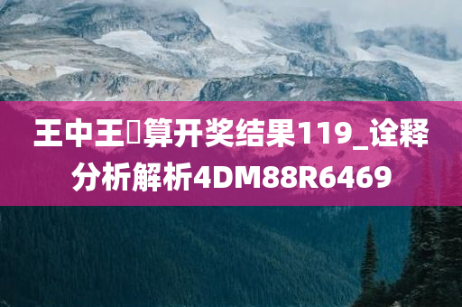 王中王鉄算开奖结果119_诠释分析解析4DM88R6469