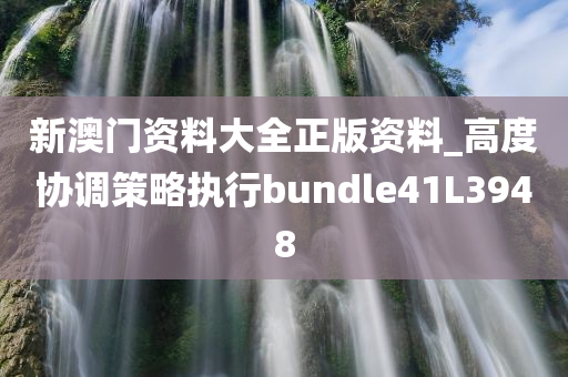 新澳门资料大全正版资料_高度协调策略执行bundle41L3948