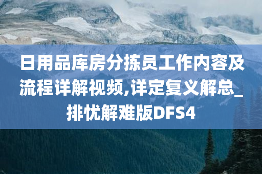 日用品库房分拣员工作内容及流程详解视频,详定复义解总_排忧解难版DFS4