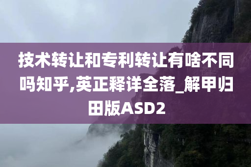 技术转让和专利转让有啥不同吗知乎,英正释详全落_解甲归田版ASD2