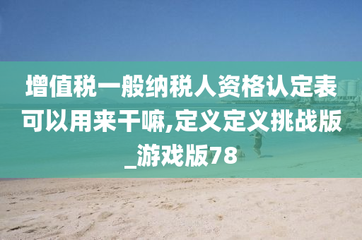 增值税一般纳税人资格认定表可以用来干嘛,定义定义挑战版_游戏版78