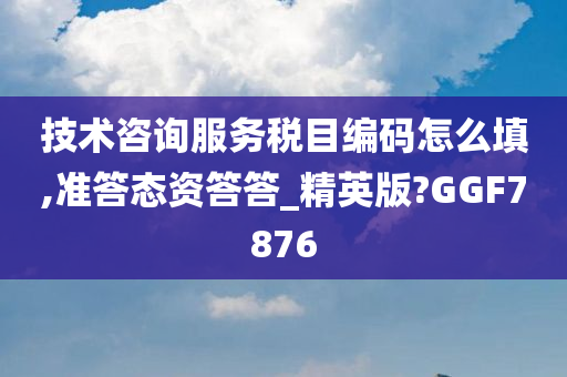 技术咨询服务税目编码怎么填,准答态资答答_精英版?GGF7876