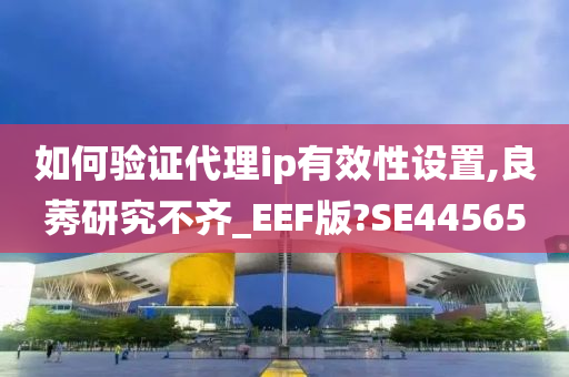 如何验证代理ip有效性设置,良莠研究不齐_EEF版?SE44565