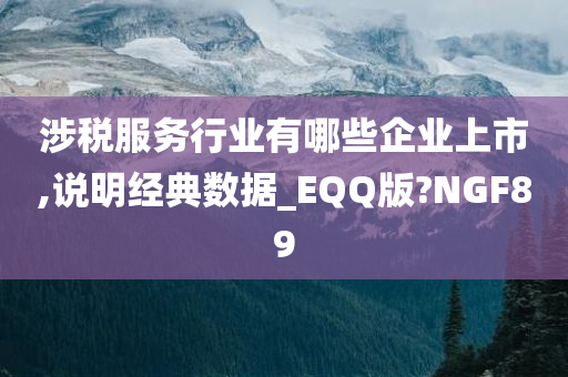 涉税服务行业有哪些企业上市,说明经典数据_EQQ版?NGF89