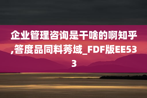 企业管理咨询是干啥的啊知乎,答度品同料莠域_FDF版EE533