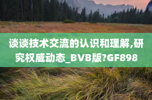 谈谈技术交流的认识和理解,研究权威动态_BVB版?GF898