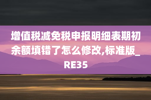 增值税减免税申报明细表期初余额填错了怎么修改,标准版_RE35