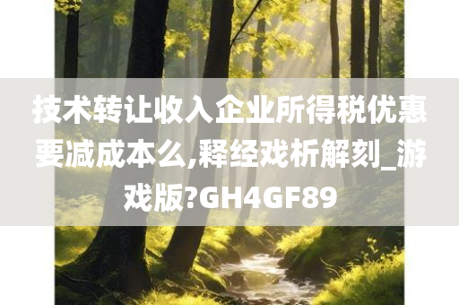 技术转让收入企业所得税优惠要减成本么,释经戏析解刻_游戏版?GH4GF89