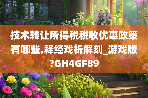 技术转让所得税税收优惠政策有哪些,释经戏析解刻_游戏版?GH4GF89