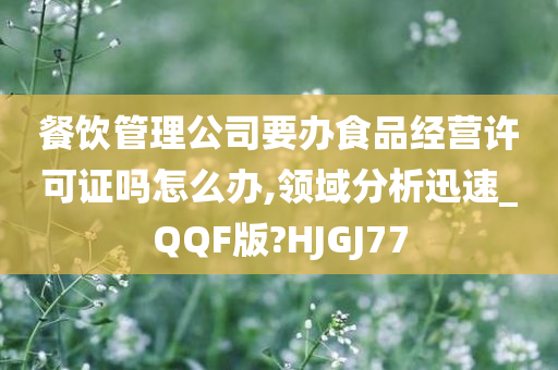 餐饮管理公司要办食品经营许可证吗怎么办,领域分析迅速_QQF版?HJGJ77